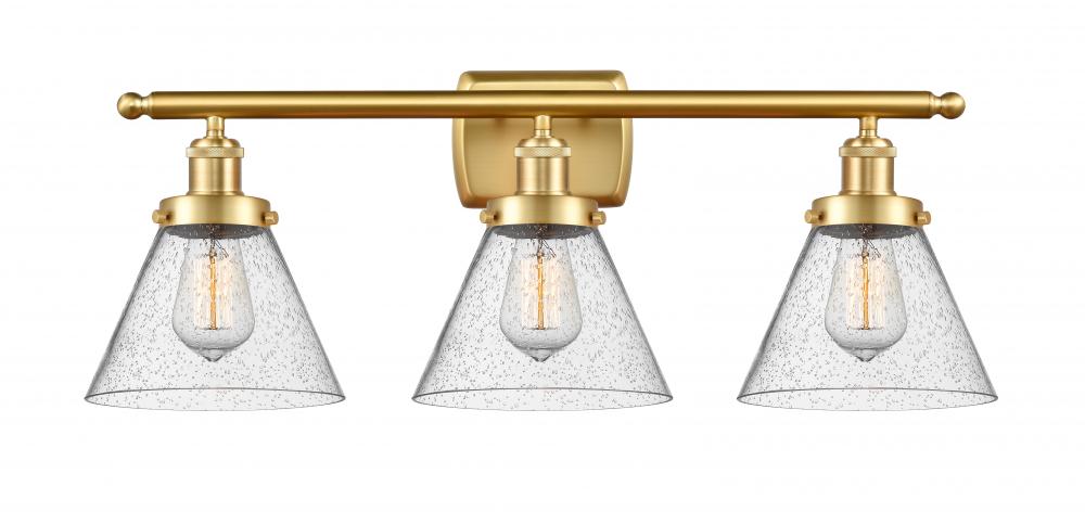 Cone - 3 Light - 28 inch - Satin Gold - Bath Vanity Light