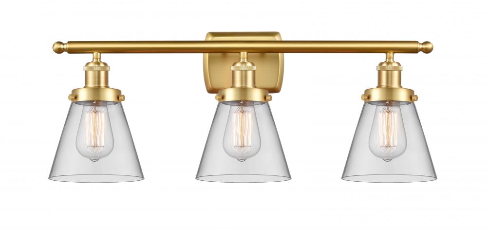 Cone - 3 Light - 26 inch - Satin Gold - Bath Vanity Light