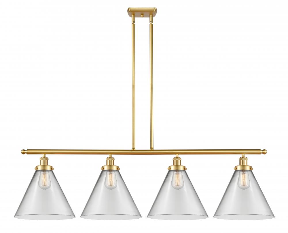 Cone - 4 Light - 48 inch - Satin Gold - Stem Hung - Island Light
