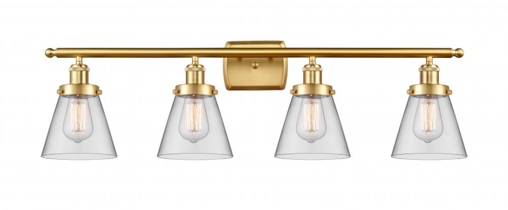 Cone - 4 Light - 36 inch - Satin Gold - Bath Vanity Light