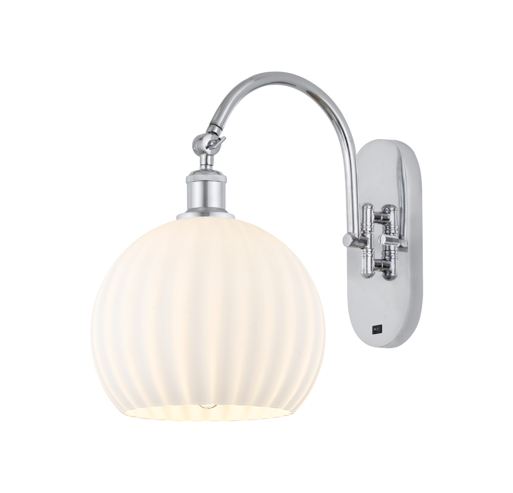 White Venetian - 1 Light - 10 inch - Polished Chrome - Sconce