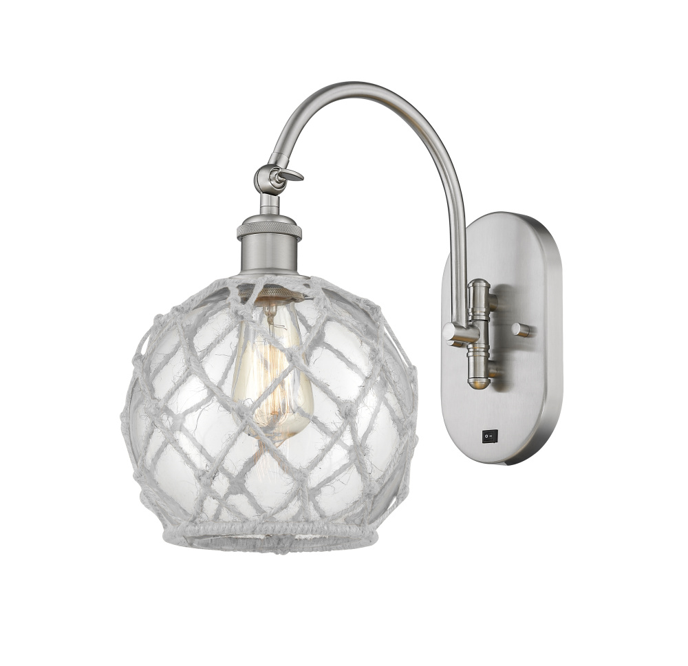 Farmhouse Rope - 1 Light - 8 inch - Brushed Satin Nickel - Adjustable - Sconce