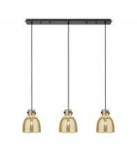 Innovations Lighting 123-410-1PS-BK-G412-8ME - Newton Bell - 3 Light - 40 inch - Matte Black - Linear Pendant