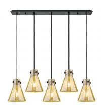Innovations Lighting 125-410-1PS-BK-G411-8ME - Newton Cone - 5 Light - 40 inch - Matte Black - Linear Pendant