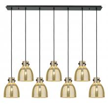 Innovations Lighting 127-410-1PS-BK-G412-8ME - Newton Bell - 7 Light - 52 inch - Matte Black - Linear Pendant