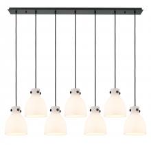 Innovations Lighting 127-410-1PS-BK-G412-8WH - Newton Bell - 7 Light - 52 inch - Matte Black - Linear Pendant