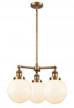 Innovations Lighting 207-BB-G201-8 - Beacon - 3 Light - 22 inch - Brushed Brass - Stem Hung - Chandelier