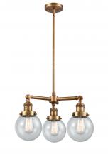 Innovations Lighting 207-BB-G204-6 - Beacon - 3 Light - 19 inch - Brushed Brass - Stem Hung - Chandelier