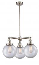 Innovations Lighting 207-SN-G202-8-LED - Beacon - 3 Light - 22 inch - Brushed Satin Nickel - Stem Hung - Chandelier