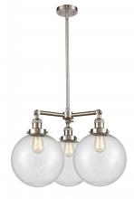Innovations Lighting 207-SN-G204-10 - Beacon - 3 Light - 24 inch - Brushed Satin Nickel - Stem Hung - Chandelier