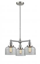 Innovations Lighting 207-SN-G72 - Bell - 3 Light - 22 inch - Brushed Satin Nickel - Stem Hung - Chandelier