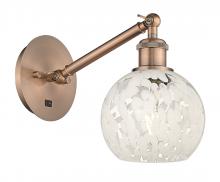 Innovations Lighting 317-1W-AC-G1216-6WM - White Mouchette - 1 Light - 6 inch - Antique Copper - Adjustable Sconce