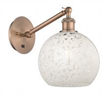 Innovations Lighting 317-1W-AC-G1216-8WM - White Mouchette - 1 Light - 8 inch - Antique Copper - Adjustable Sconce