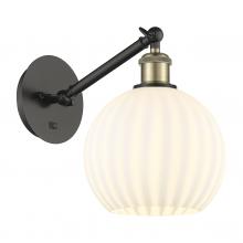 Innovations Lighting 317-1W-BAB-G1217-8WV - White Venetian - 1 Light - 8 inch - Black Antique Brass - Adjustable Sconce