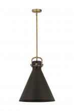 Innovations Lighting 410-1SL-BB-M411-16BK - Newton Cone - 1 Light - 16 inch - Brushed Brass - Matte Black Shade - Pendant