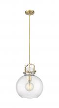 Innovations Lighting 410-1SM-BB-G410-12CL - Newton Sphere - 1 Light - 12 inch - Brushed Brass - Stem Hung - Mini Pendant