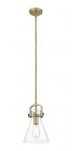 Innovations Lighting 410-1SS-BB-G411-8CL - Newton Cone - 1 Light - 8 inch - Brushed Brass - Mini Pendant