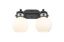 Innovations Lighting 410-2W-BK-G410-7WH - Newton Sphere - 2 Light - 17 inch - Matte Black - Bath Vanity Light