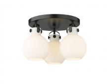 Innovations Lighting 410-3F-BK-G410-7WH - Newton Sphere - 3 Light - 18 inch - Matte Black - Semi-Flush Mount