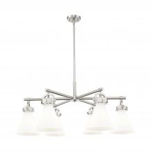Innovations Lighting 410-6CR-SN-G411-7WH - Newton Cone - 6 Light - 26 inch - Satin Nickel - Chandelier