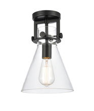 Innovations Lighting 411-1F-BK-8CL - Newton Cone - 1 Light - 8 inch - Matte Black - Semi-Flush Mount