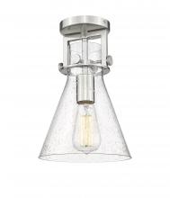 Innovations Lighting 411-1F-SN-G411-8SDY - Newton Cone - 1 Light - 8 inch - Brushed Satin Nickel - Semi-Flush Mount
