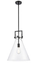 Innovations Lighting 411-1S-BK-14CL - Newton Cone - 1 Light - 14 inch - Matte Black - Stem hung - Pendant