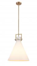 Innovations Lighting 411-1SL-BB-G411-16WH - Newton Cone - 1 Light - 16 inch - Brushed Brass - Stem hung - Pendant