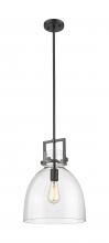 Innovations Lighting 411-1SM-BK-G412-12CL - Newton Bell - 1 Light - 12 inch - Matte Black - Mini Pendant