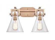 Innovations Lighting 411-2W-BB-7CL - Newton Cone - 2 Light - 17 inch - Brushed Brass - Bath Vanity Light