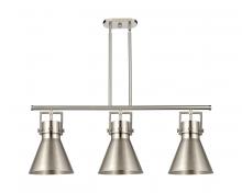 Innovations Lighting 411-3I-SN-M411-10SN - Newton Cone - 3 Light - 42 inch - Satin Nickel - Island Light