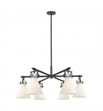 Innovations Lighting 411-6CR-BK-G411-7WH - Newton Cone - 6 Light - 26 inch - Matte Black - Chandelier