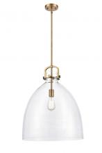 Innovations Lighting 412-1S-BB-18CL - Newton Bell - 1 Light - 18 inch - Brushed Brass - Stem hung - Pendant