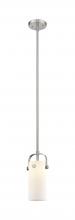Innovations Lighting 423-1S-SN-G423-7WH - Pilaster II Cylinder - 1 Light - 7 inch Long Glass - Satin Nickel - Pendant
