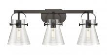 Innovations Lighting 423-3W-BK-G411-6SDY - Pilaster II Cone - 3 Light - 27 inch - Matte Black - Bath Vanity Light