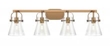 Innovations Lighting 423-4W-BB-G411-6SDY - Pilaster II Cone - 4 Light - 37 inch - Brushed Brass - Bath Vanity Light