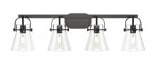 Innovations Lighting 423-4W-BK-G411-6CL - Pilaster II Cone - 4 Light - 37 inch - Matte Black - Bath Vanity Light
