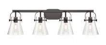 Innovations Lighting 423-4W-BK-G411-6SDY - Pilaster II Cone - 4 Light - 37 inch - Matte Black - Bath Vanity Light