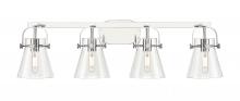 Innovations Lighting 423-4W-PC-G411-6CL - Pilaster II Cone - 4 Light - 37 inch - Polished Chrome - Bath Vanity Light