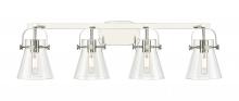 Innovations Lighting 423-4W-PN-G411-6CL - Pilaster II Cone - 4 Light - 37 inch - Polished Nickel - Bath Vanity Light