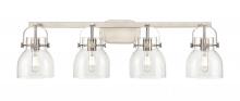 Innovations Lighting 423-4W-SN-G412-6CL - Pilaster II Bell - 4 Light - 37 inch - Satin Nickel - Bath Vanity Light