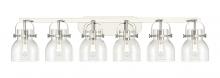 Innovations Lighting 423-6W-PN-G412-6CL - Pilaster II Bell - 6 Light - 46 inch - Polished Nickel - Bath Vanity Light