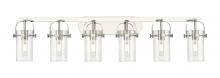 Innovations Lighting 423-6W-PN-G423-7SDY - Pilaster II Cylinder - 6 Light - 44 inch - Polished Nickel - Bath Vanity Light