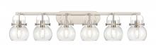 Innovations Lighting 423-6W-SN-G410-6CL - Pilaster II Sphere - 6 Light - 46 inch - Satin Nickel - Bath Vanity Light
