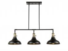 Innovations Lighting 443SW-3I-BAB-M15BK-LED - Metro - 3 Light - 38 inch - Black Antique Brass - Stem hung - Island Light