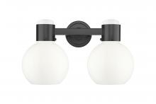 Innovations Lighting 464-2W-BK-G464B-7GW - Lawton Sphere - 2 Light - 17 inch - Matte Black - Bath Vanity Light