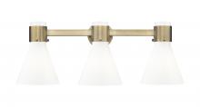 Innovations Lighting 464-3W-BB-G464C-7GW - Lawton Cone - 3 Light - 27 inch - Brushed Brass - Bath Vanity Light