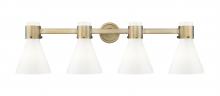 Innovations Lighting 464-4W-BB-G464C-7GW - Lawton Cone - 4 Light - 27 inch - Brushed Brass - Bath Vanity Light