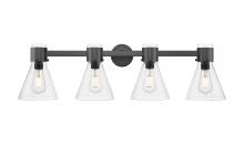Innovations Lighting 464-4W-BK-G464C-7CL - Lawton Cone - 4 Light - 27 inch - Matte Black - Bath Vanity Light