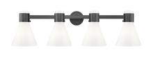 Innovations Lighting 464-4W-BK-G464C-7GW - Lawton Cone - 4 Light - 27 inch - Matte Black - Bath Vanity Light